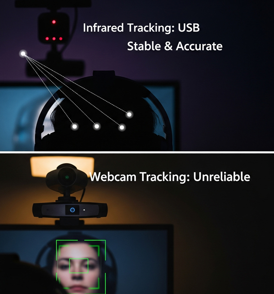 Infrared vs webcam setup covered in head tracking blogs.